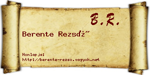 Berente Rezső névjegykártya